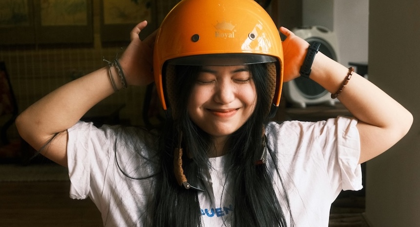 Wearing a helmet for safety