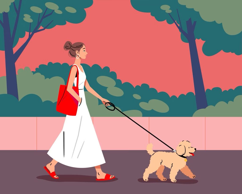 Woman walking outdoors with relaxed posture and natural arm movement