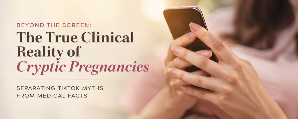 Woman viewing a pregnancy-related social media video on a smartphone