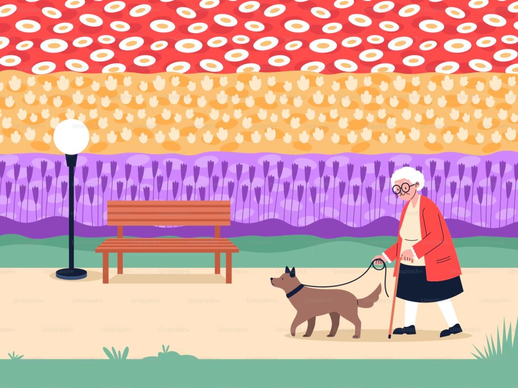 Mature adult walking outdoors, representing joint health, cardiovascular wellness and healthy aging.